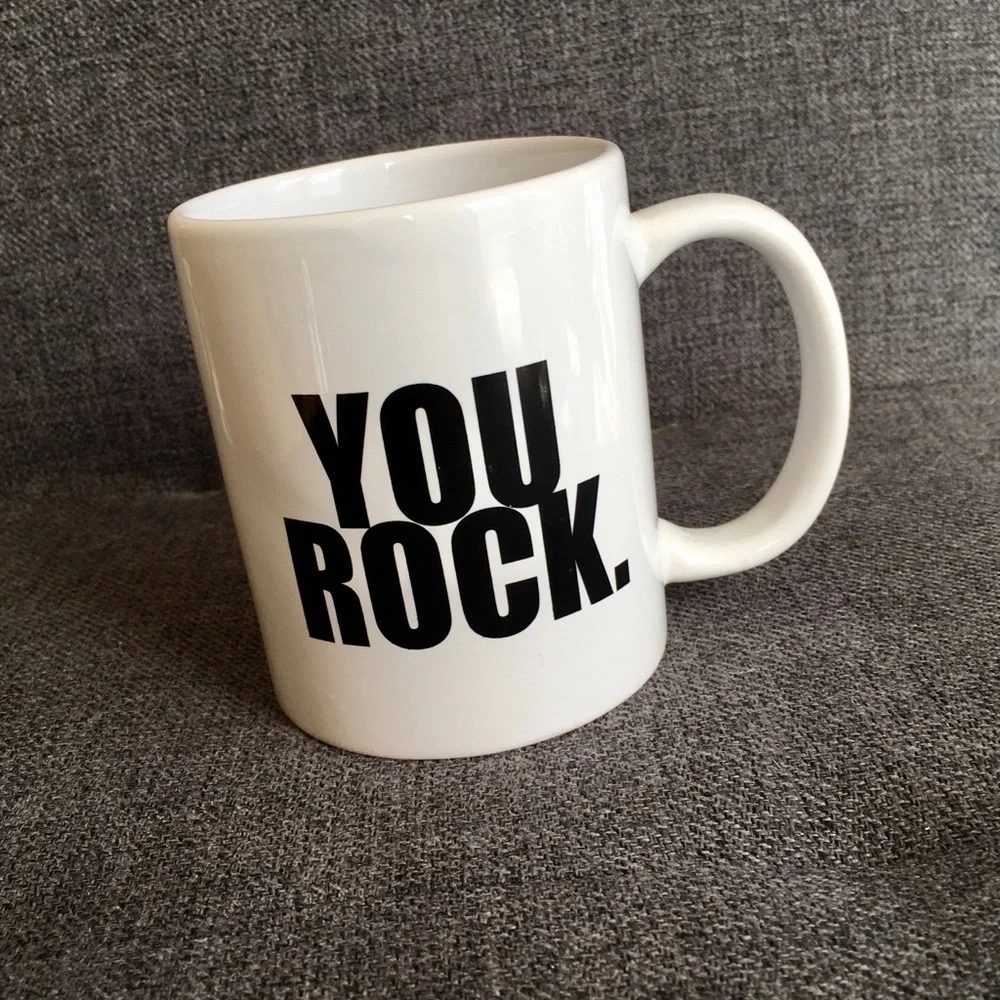 “YOU ROCK.” Coffee Mug, White, Black, 11 oz